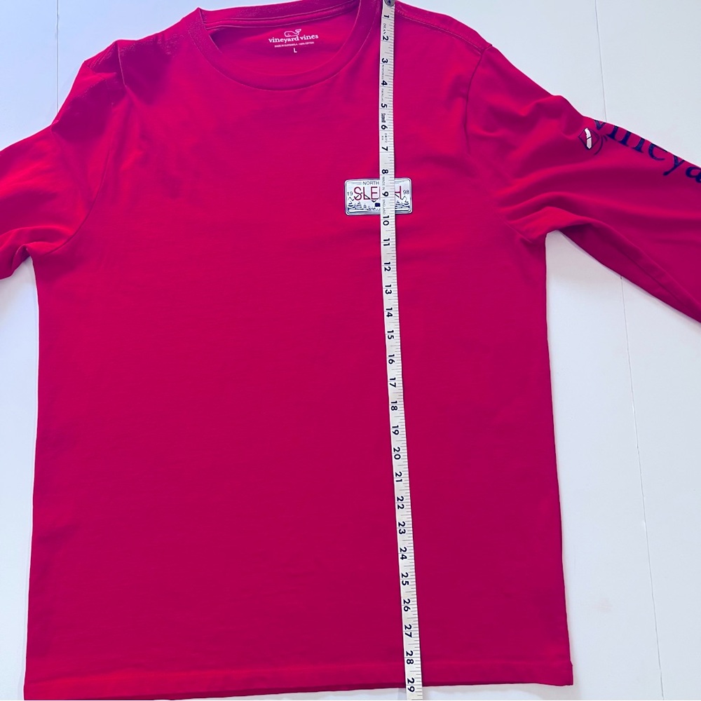 Vineyard Vines Men's Vivid Red Long Sleeve Shirt & Blue Pickup & Santa. Large - Picture 8 of 10